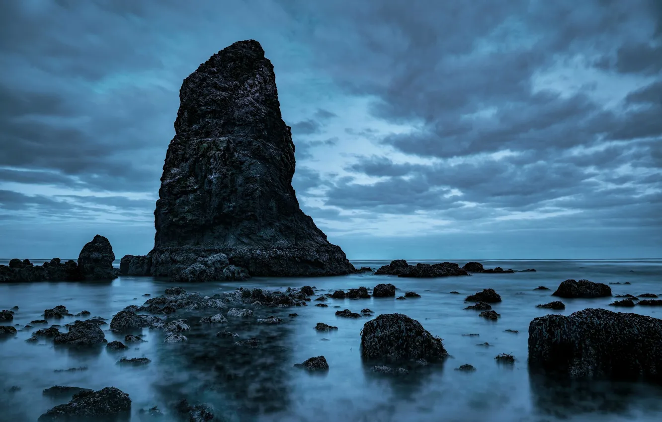 Photo wallpaper USA, stones, Oregon, Cannon Beach, sea, rocks