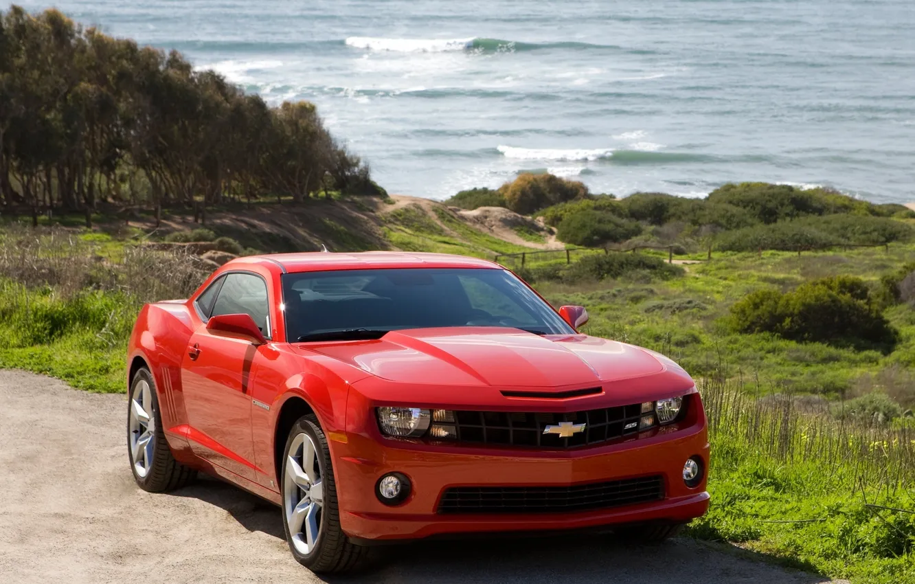 Photo wallpaper red, camaro, chevrolet