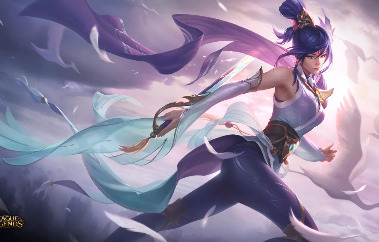 Photo wallpaper clouds, light, weapons, movement, the game, feathers, light, game