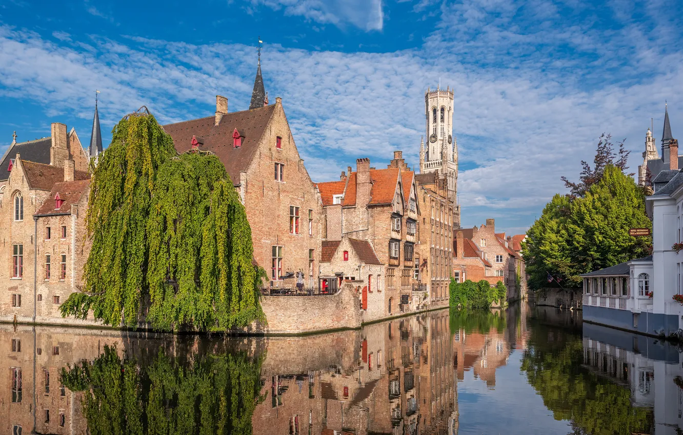 Photo wallpaper home, Belgium, Bruges, water channel