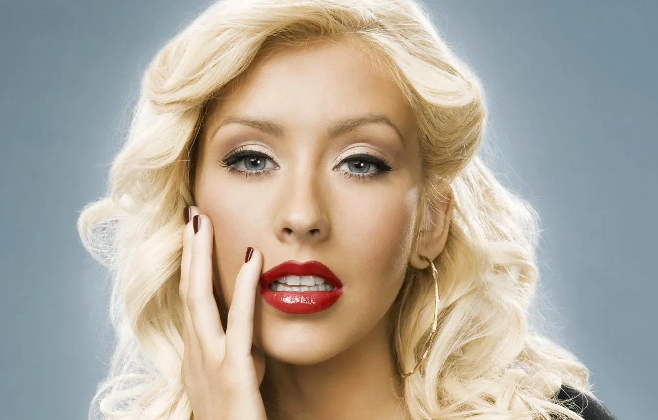 Photo wallpaper look, face, lipstick, blonde, lips, Christina Aguilera