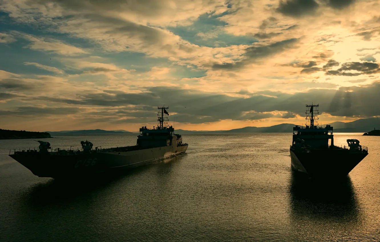 Photo wallpaper exercises, amphibious ships, Turkish Navy