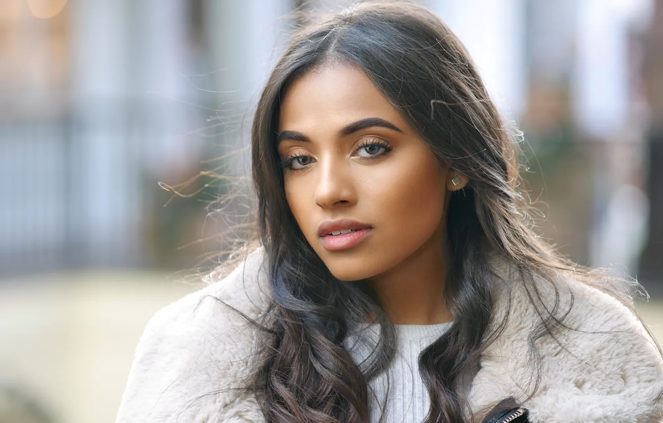 Photo wallpaper eyes, look, girl, face, sweetheart, hair