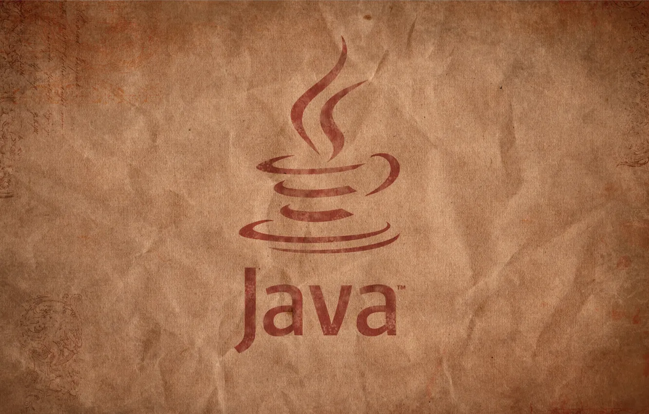 Photo wallpaper logo, programming, Java, Cup of coffee
