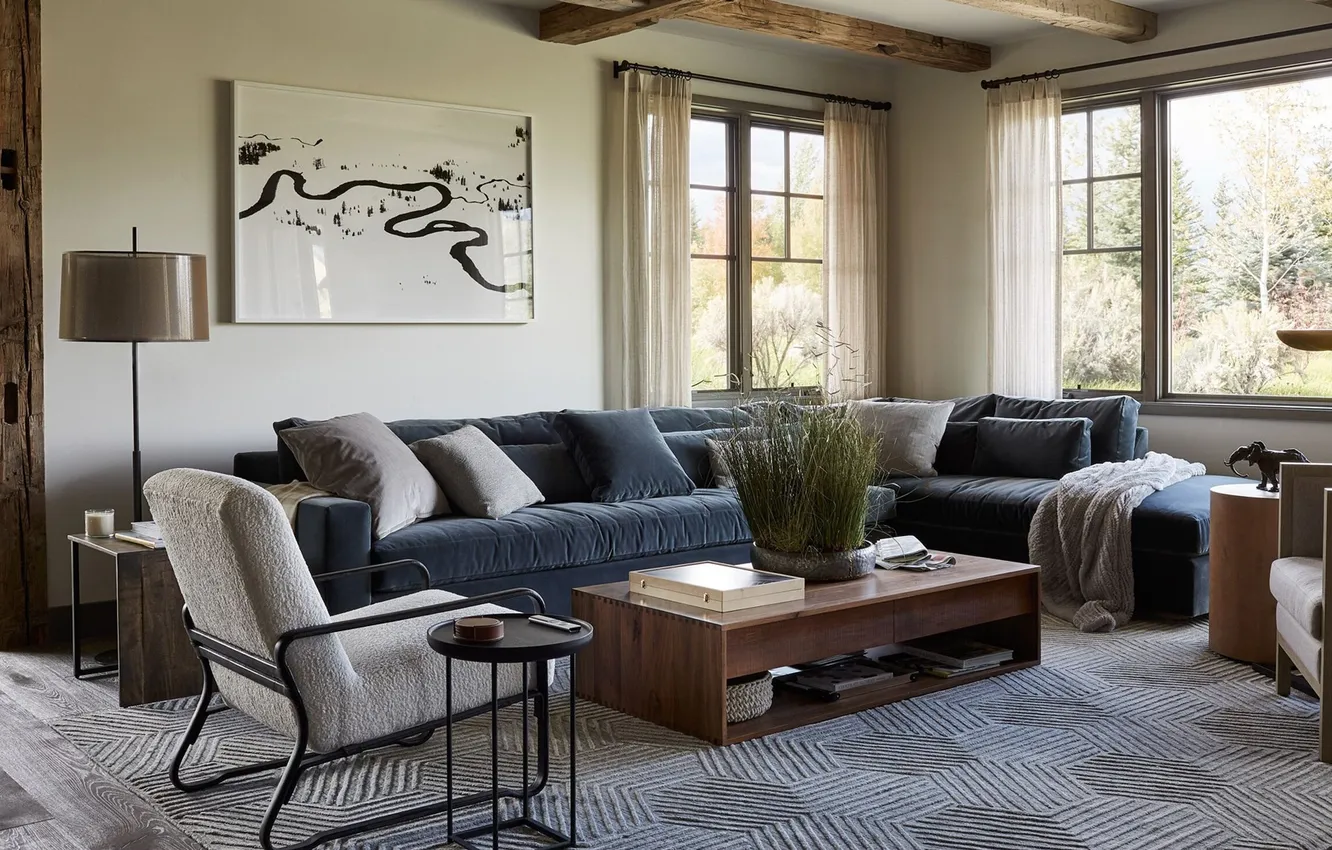 Photo wallpaper design, style, room, interior, living room, cozy, upholstered furniture