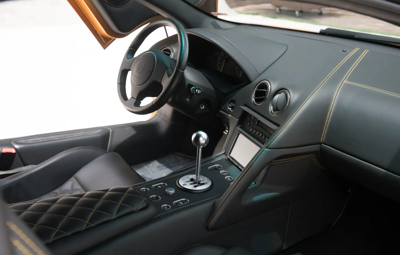 Photo wallpaper Lamborghini, Murcielago, steering wheel, car interior, Lamborghini Murcielago LP640