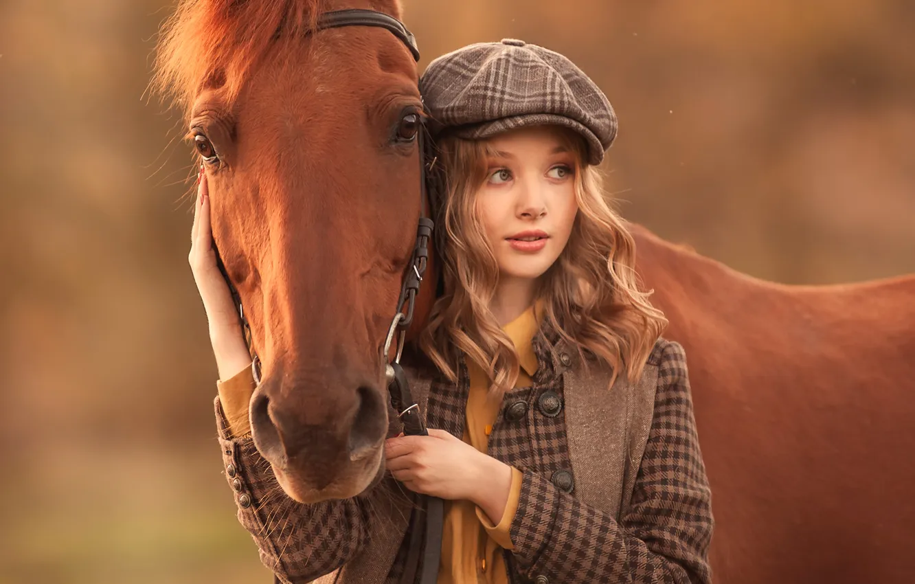Photo wallpaper model, horse, Julia Shchinova, Lera and Shakira