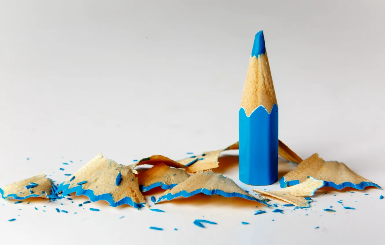 Photo wallpaper blue, pencil, tip, shavings