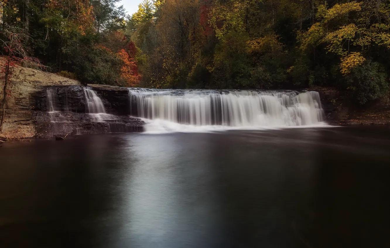 Photo wallpaper nature, rocks, shore, waterfall, stream