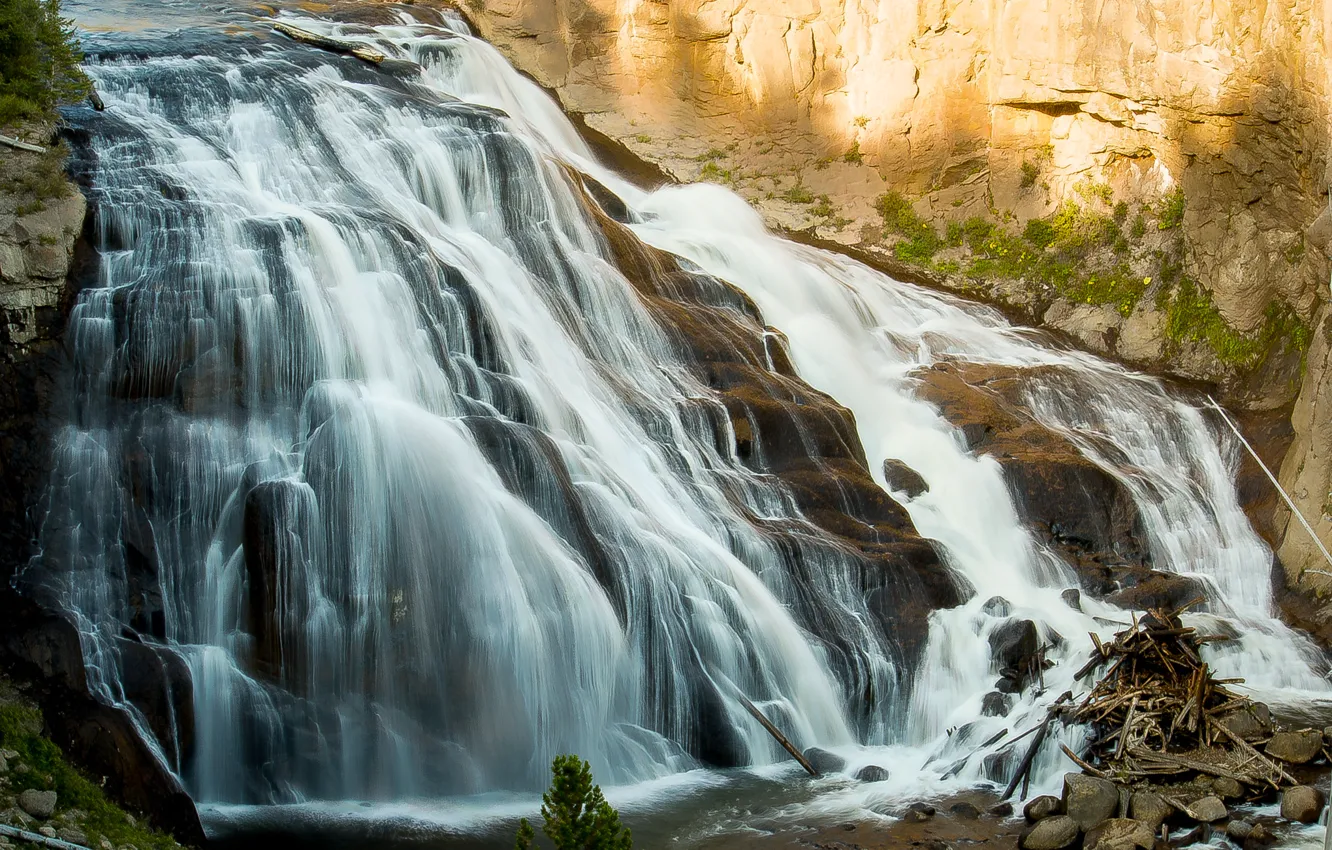 Photo wallpaper water, nature, rock, waterfall