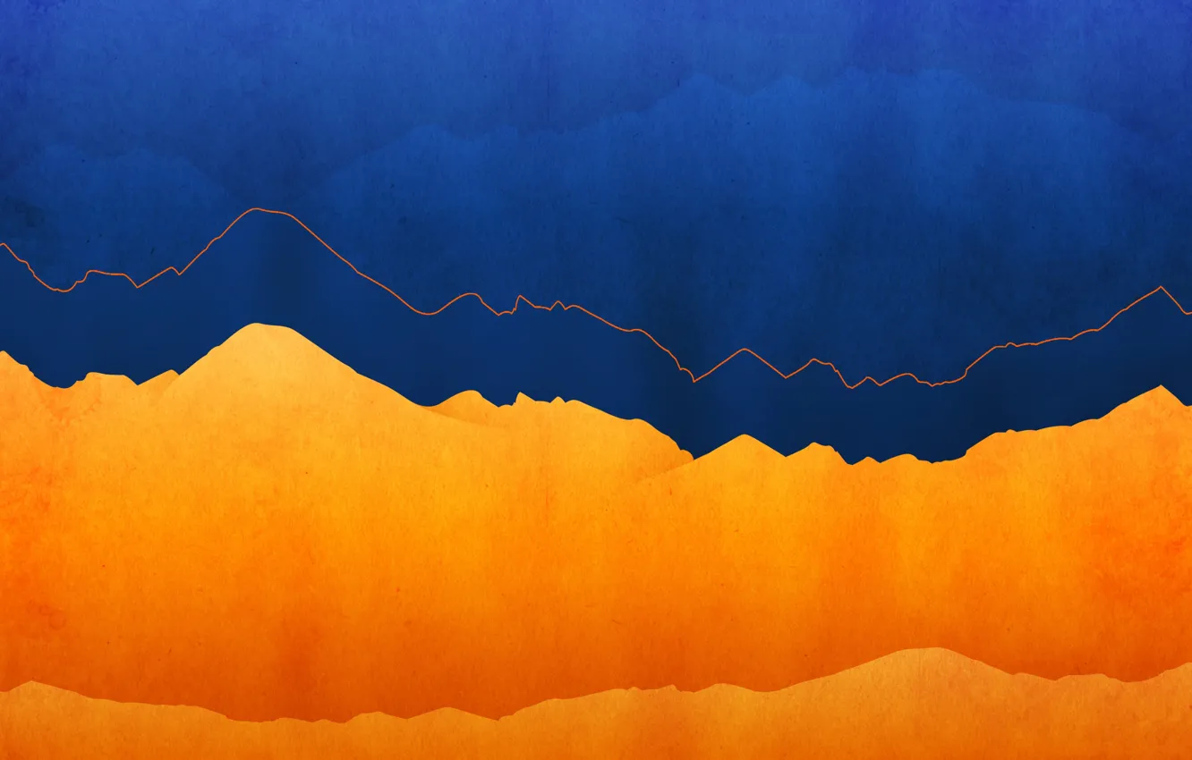 Photo wallpaper light, fire, forest, blue, mountains, orange, silhouette, mount