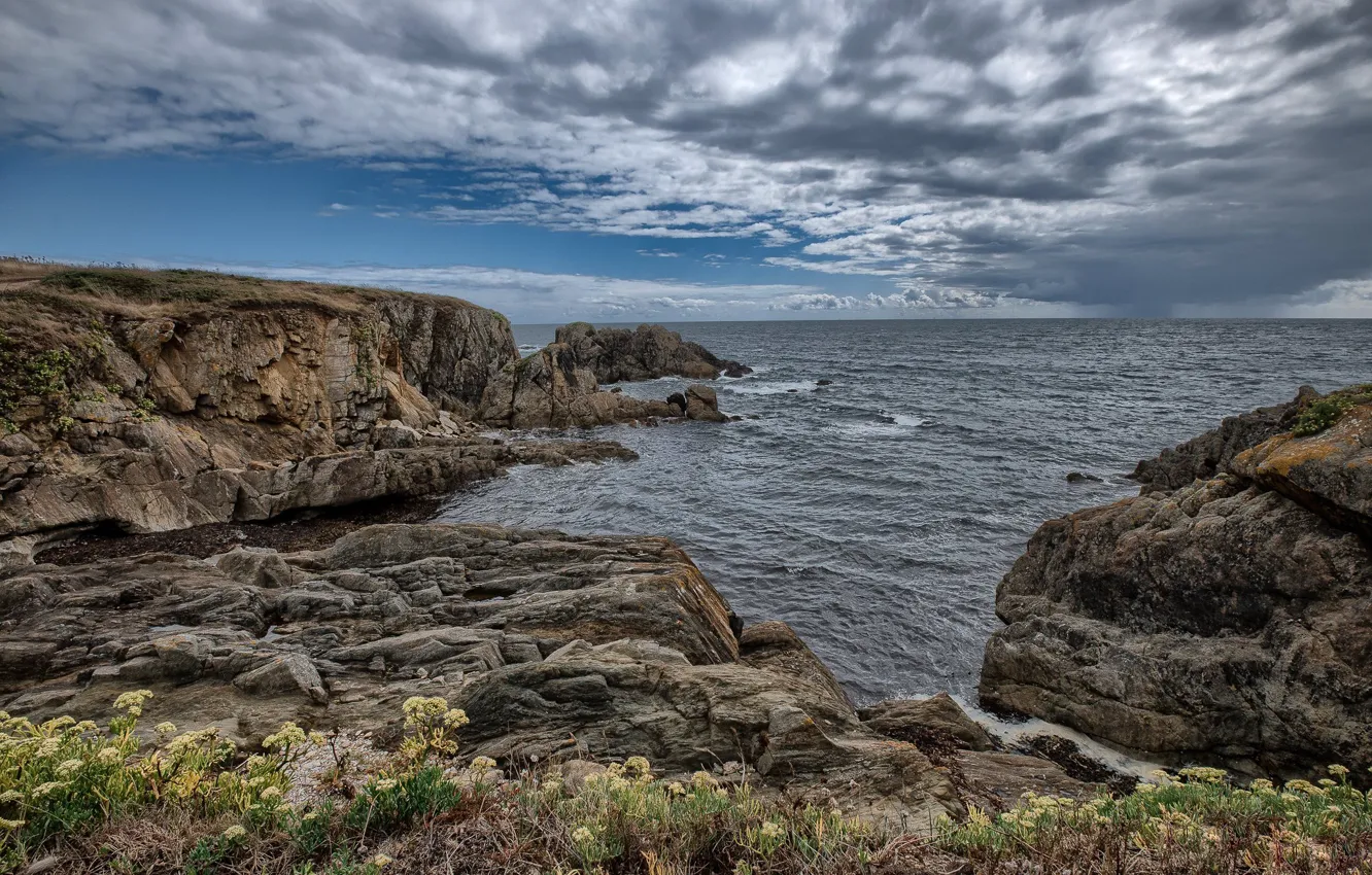 Photo wallpaper rocks, coast, France, Brittany