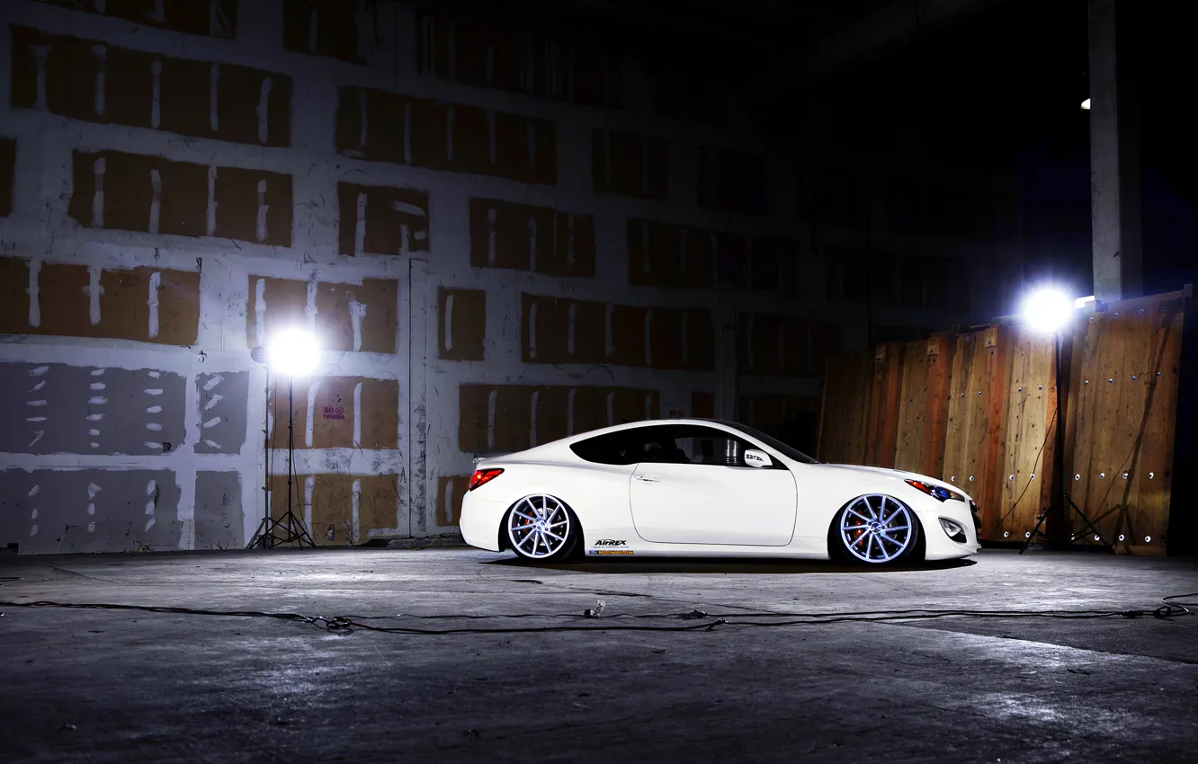 Photo wallpaper white, wheels, Hyundai, vossen, Genesis, 3.8