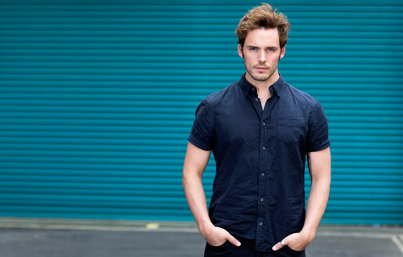 Photo wallpaper look, male, shirt, Sam Claflin, Sam Claflin