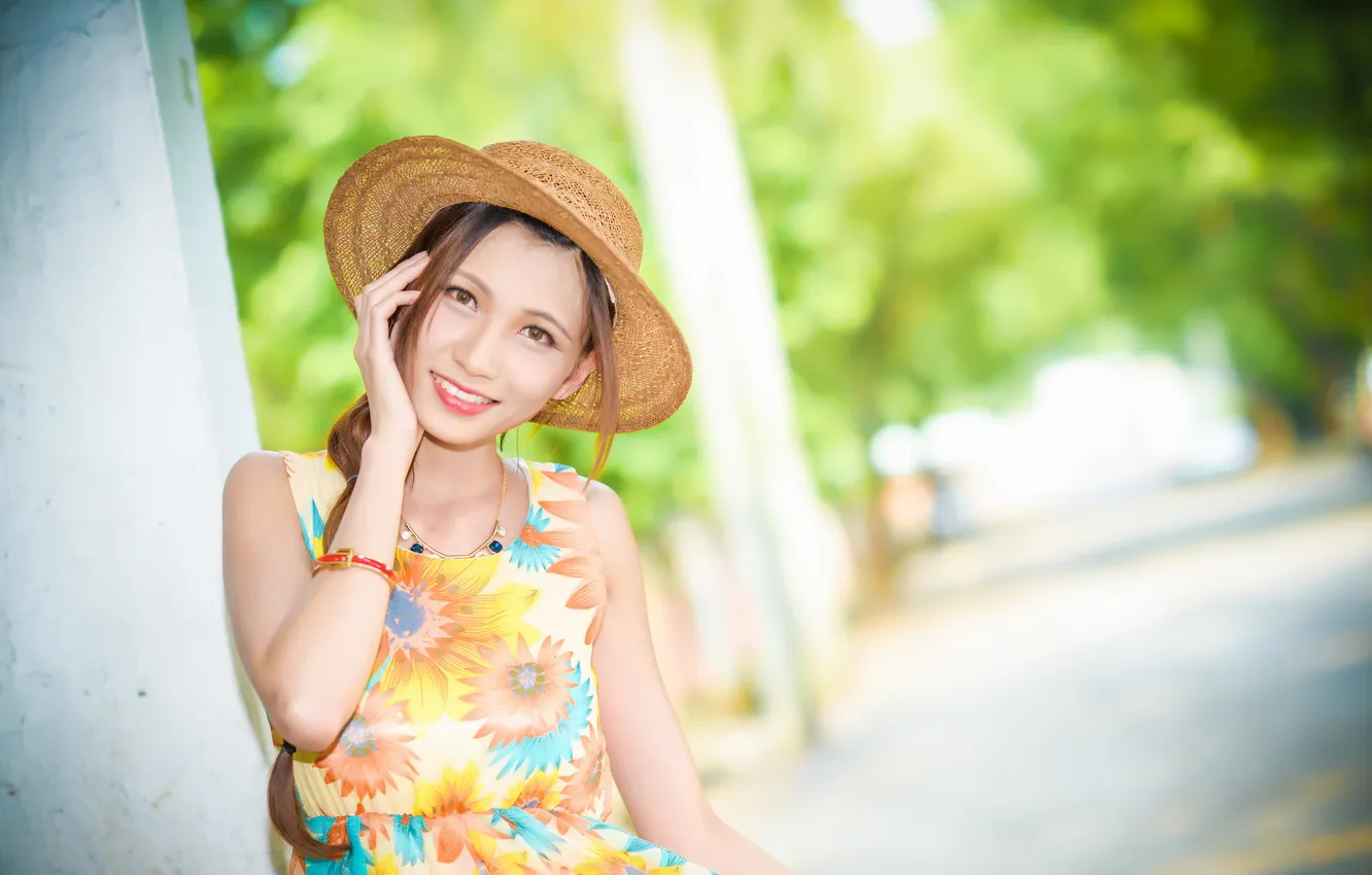 Photo wallpaper look, girl, pose, Asian