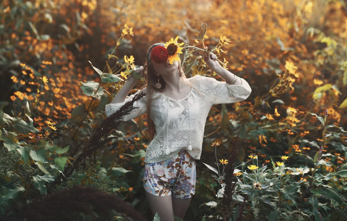 Photo wallpaper autumn, girl, mood