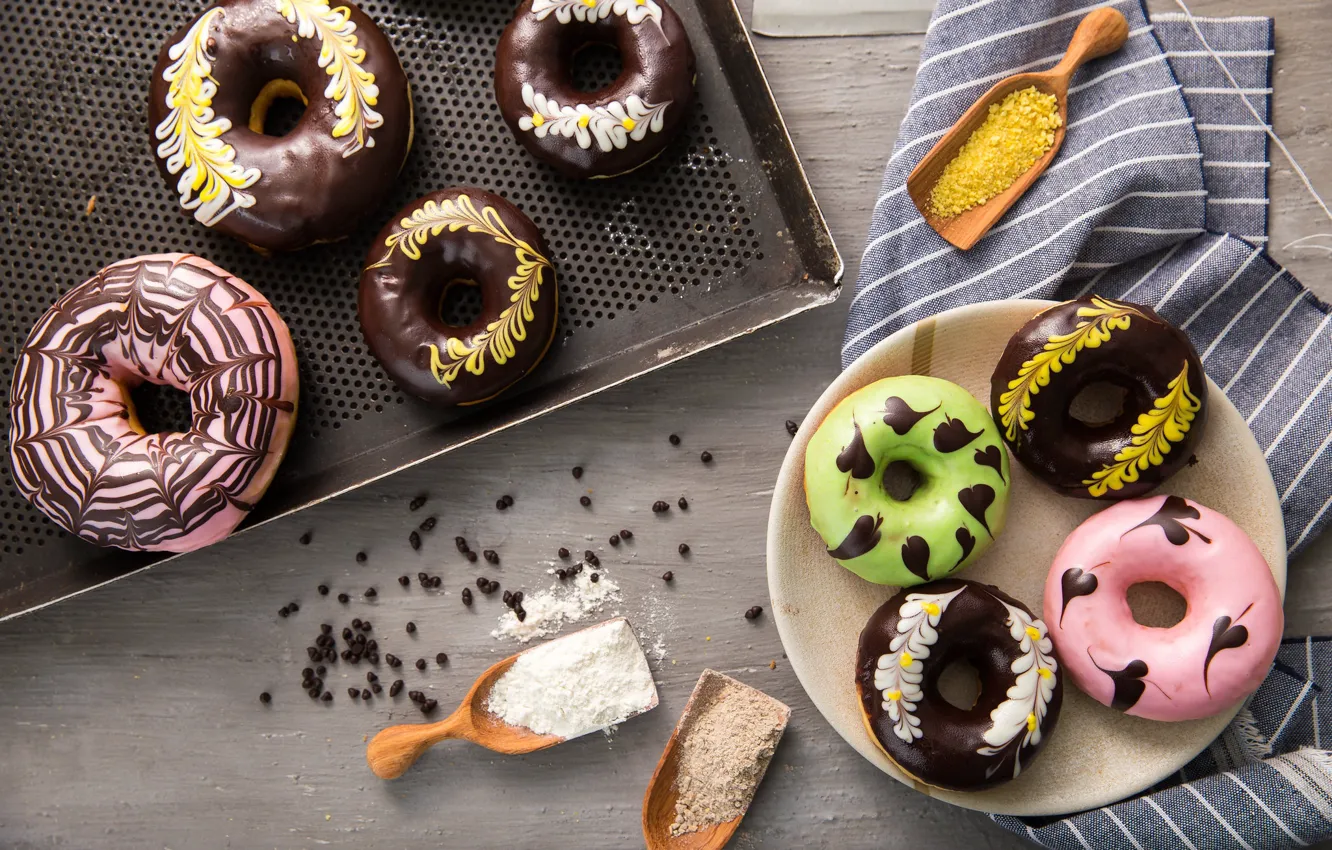 Photo wallpaper chocolate, donuts, cuts