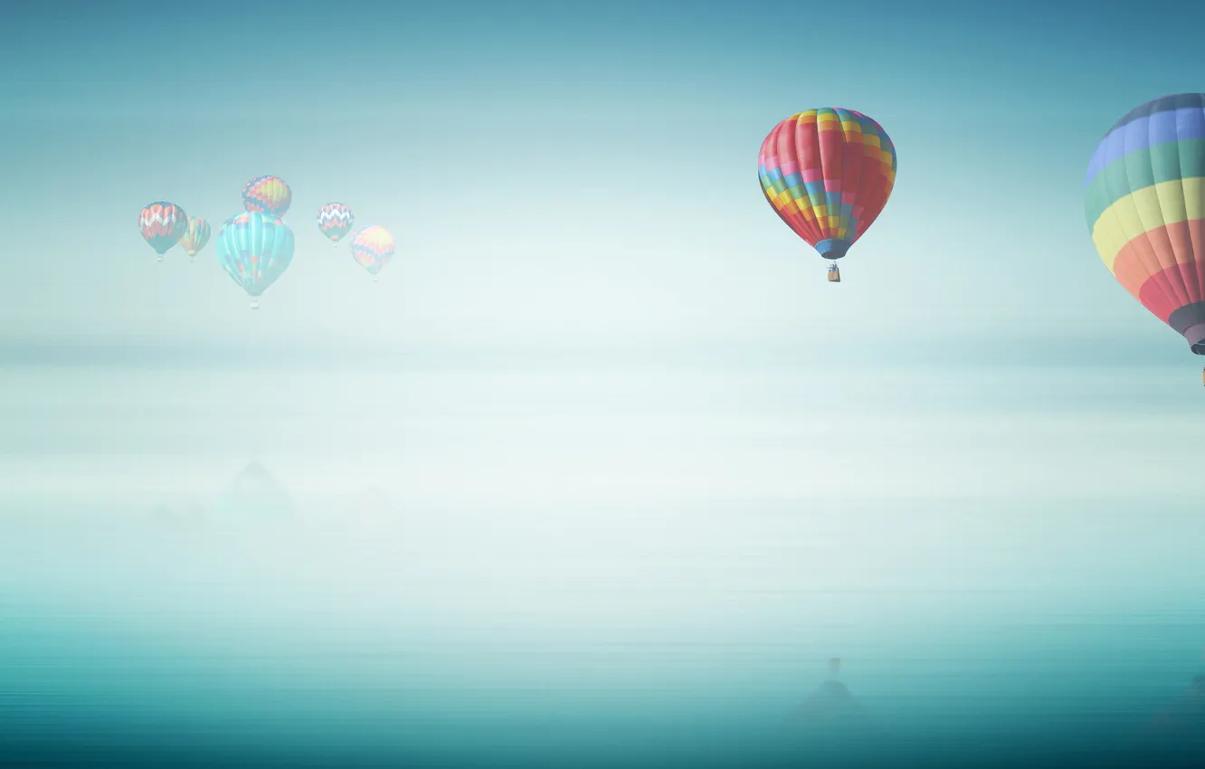 Photo wallpaper the sky, balloon, balloons, landscapes, flight