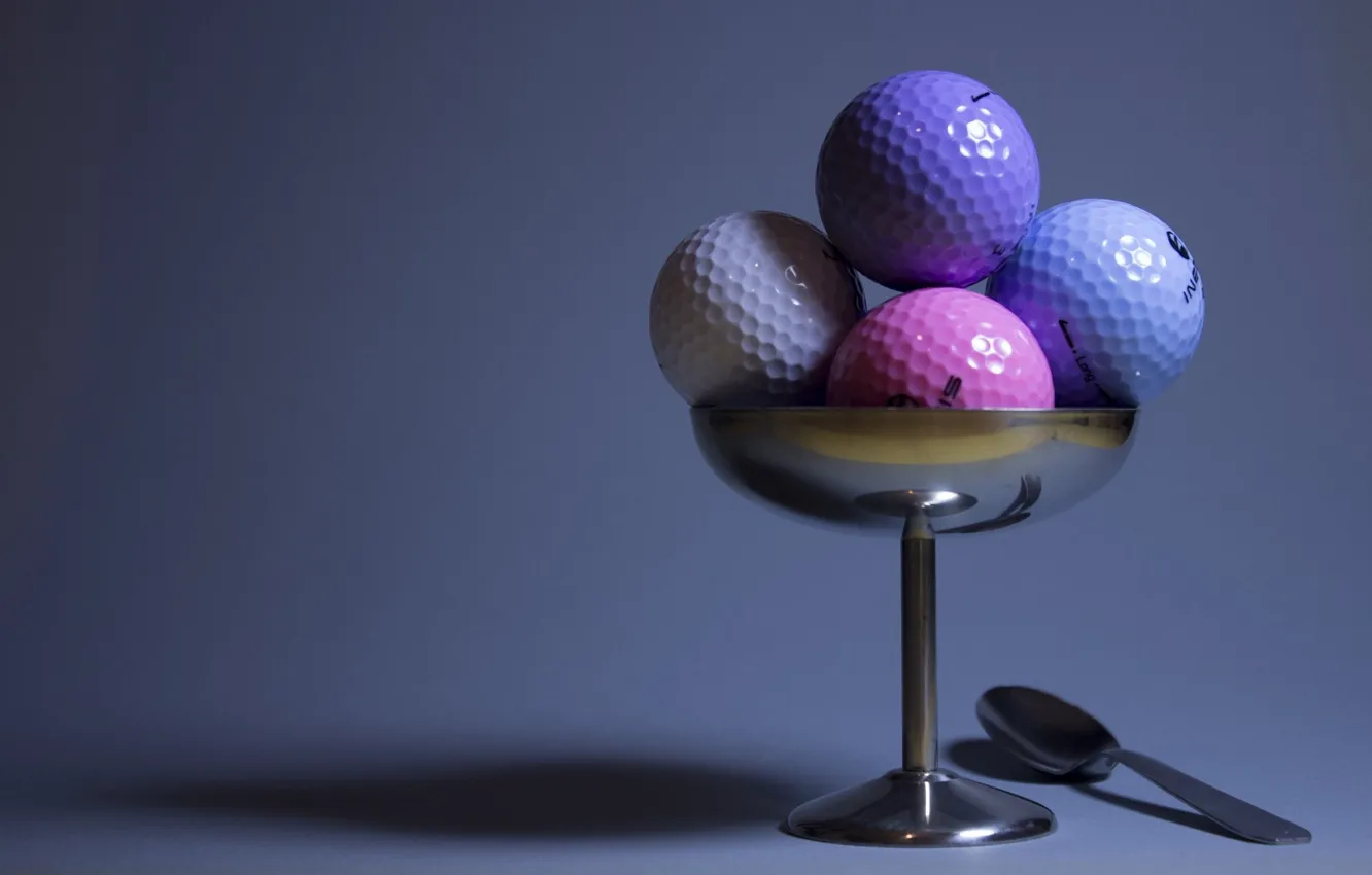 Photo wallpaper spoon, grey background, the Golf ball, ramekin