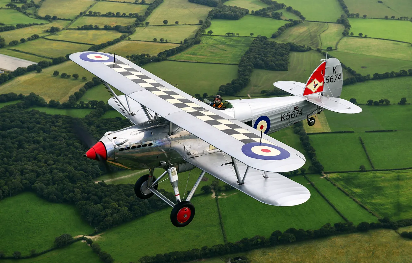 Photo wallpaper Fighter, Biplane, 1931, RAF, Hawker Fury