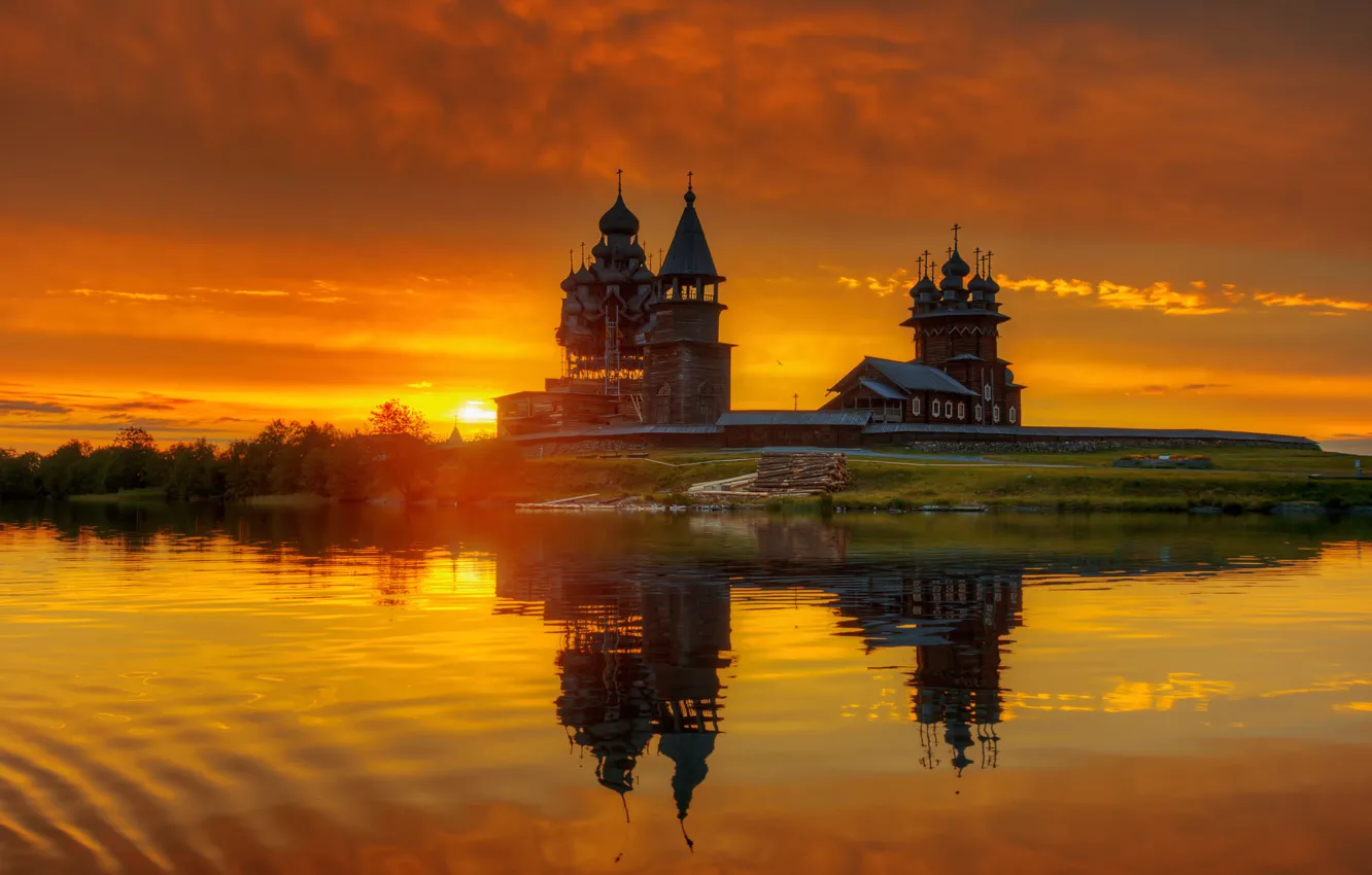 Photo wallpaper dawn, Russia, Kizhi, Karelia