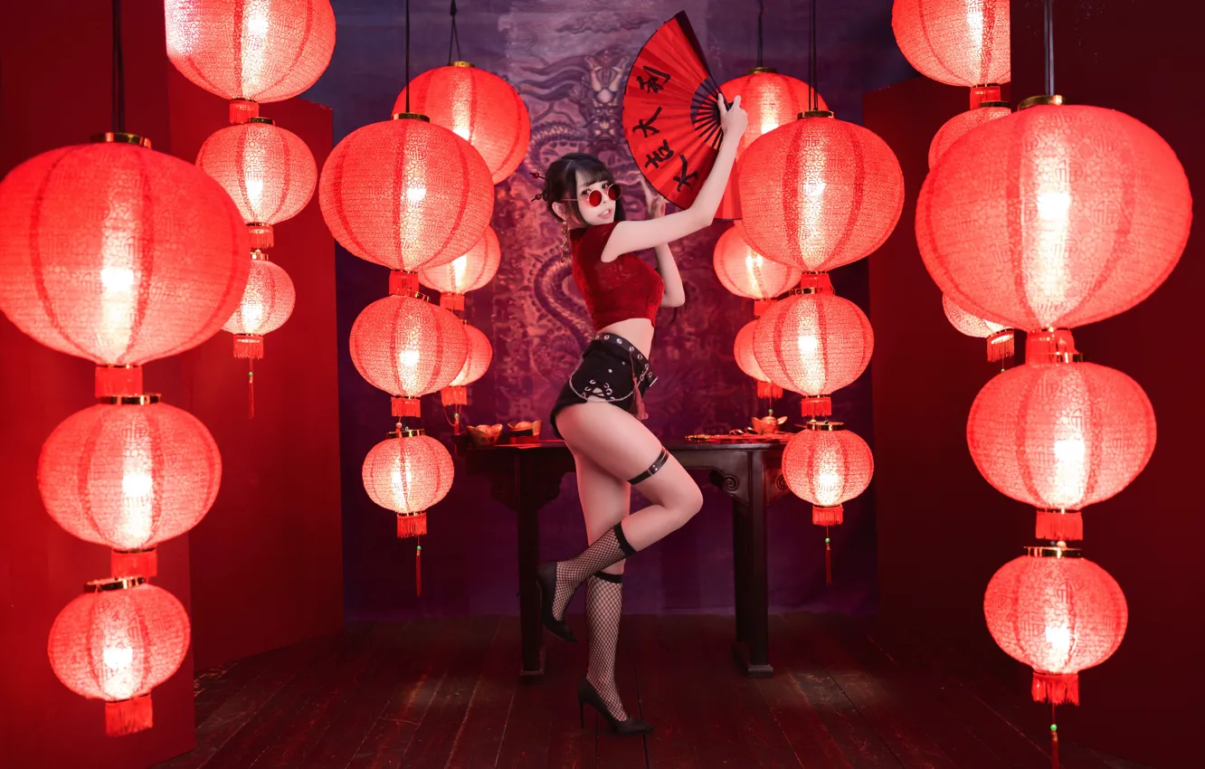 Photo wallpaper look, sexy, style, model, shorts, portrait, interior, makeup