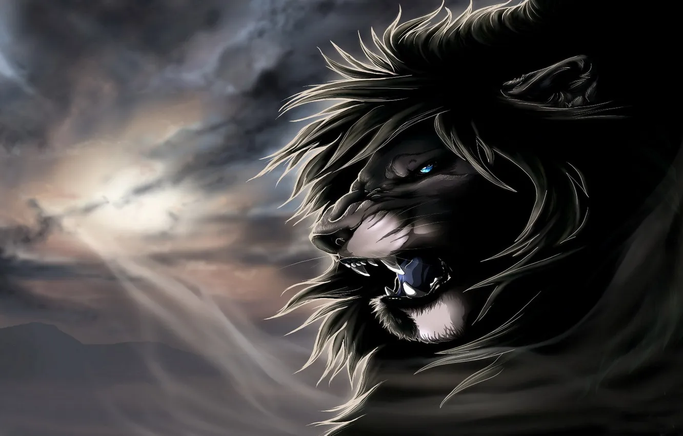 Photo wallpaper animals, art, lion