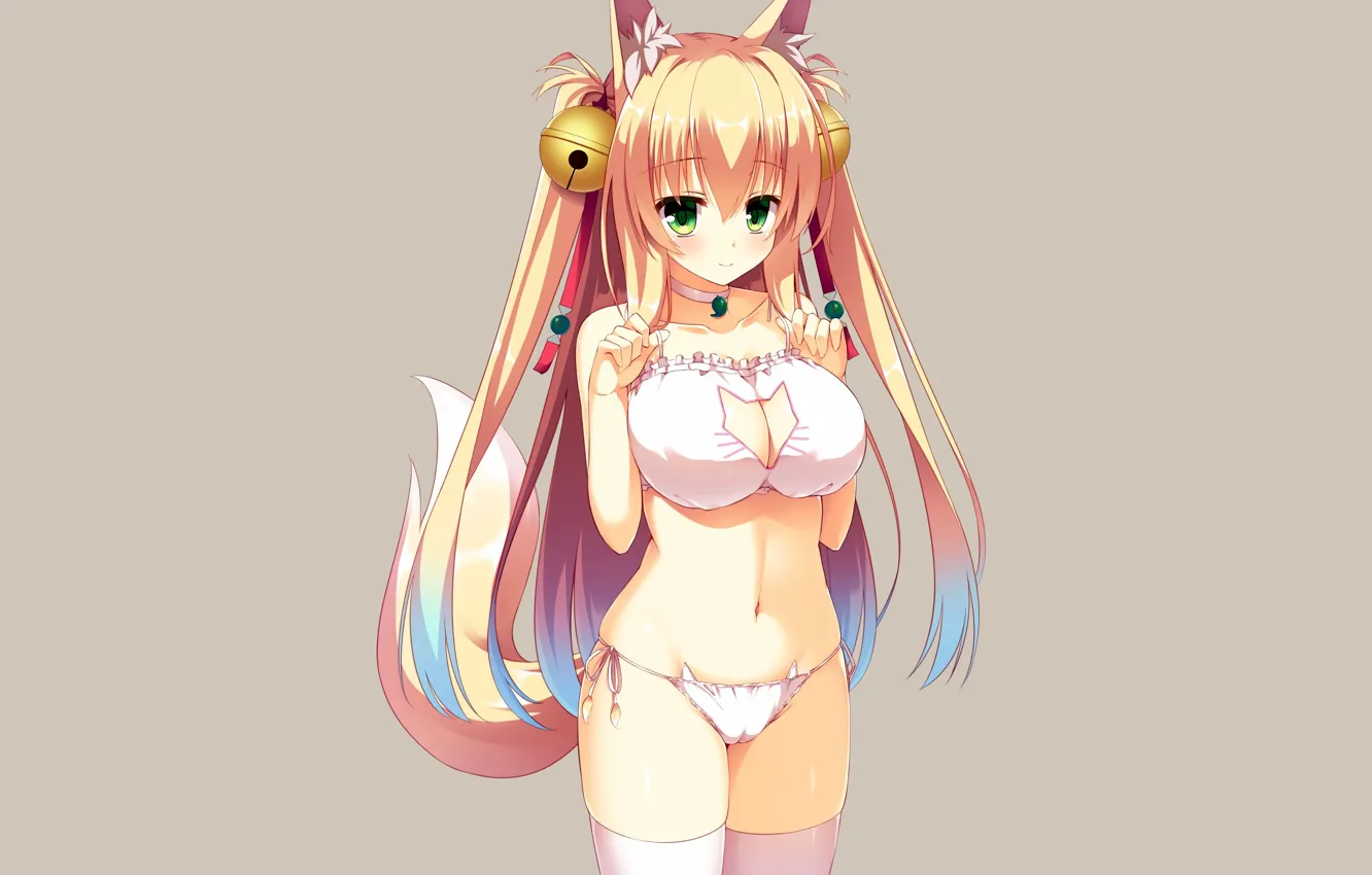 Photo wallpaper girl, sexy, lingerie, Cameltoe, bra, cleavage, panties, thighhighs