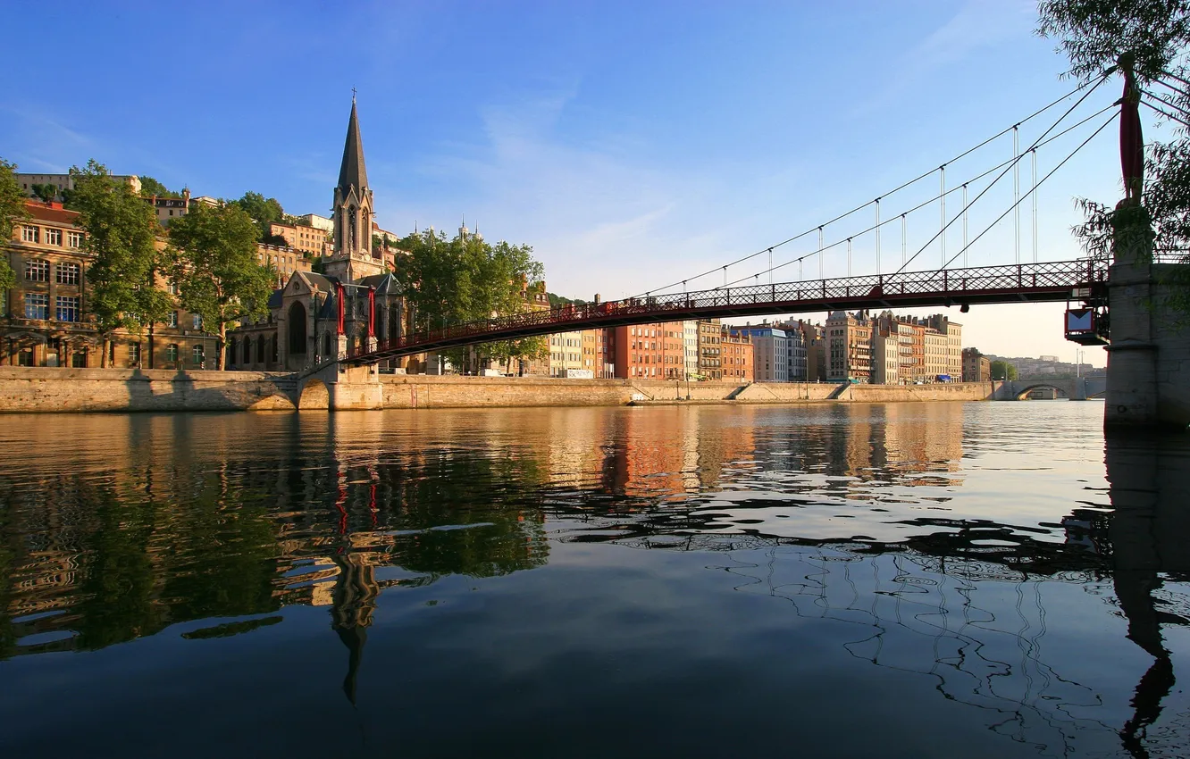 Photo wallpaper bridge, the city, river