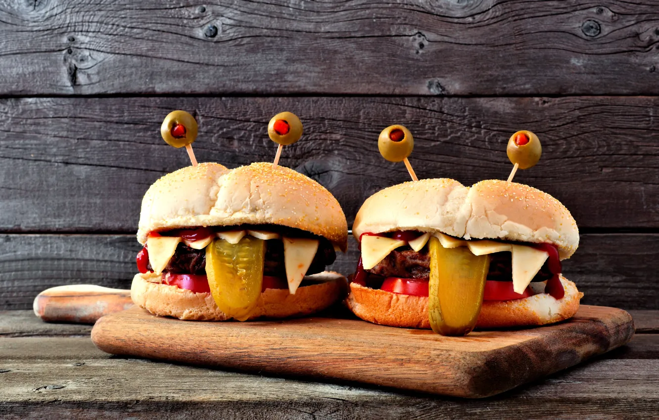 Photo wallpaper olives, hamburgers, for children
