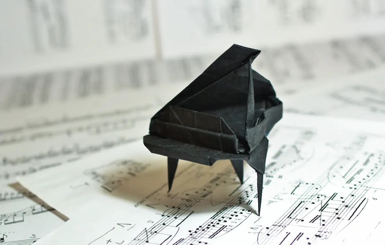 Photo wallpaper music, Origami, Grand Piano