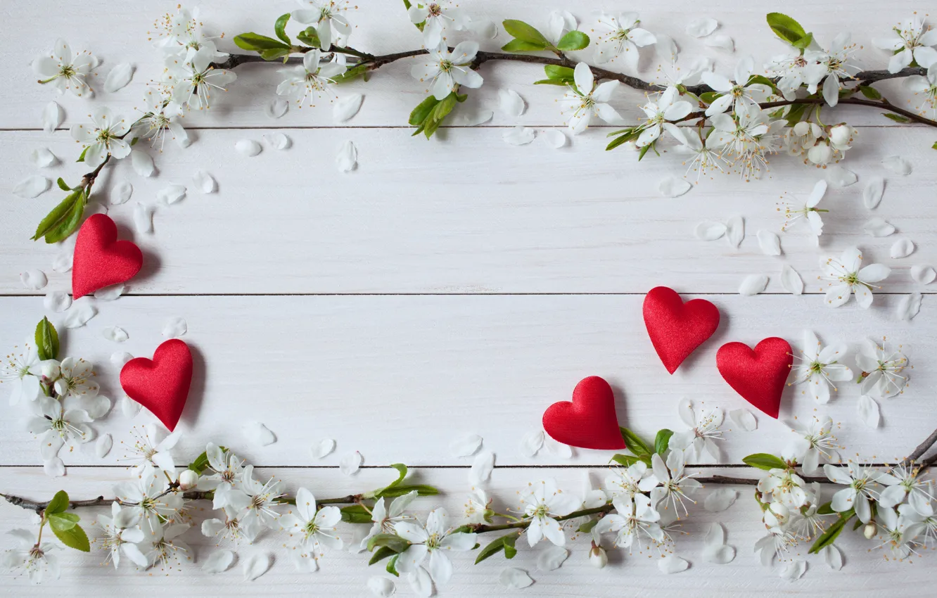 Photo wallpaper flowers, holiday, hearts, Valentine's day