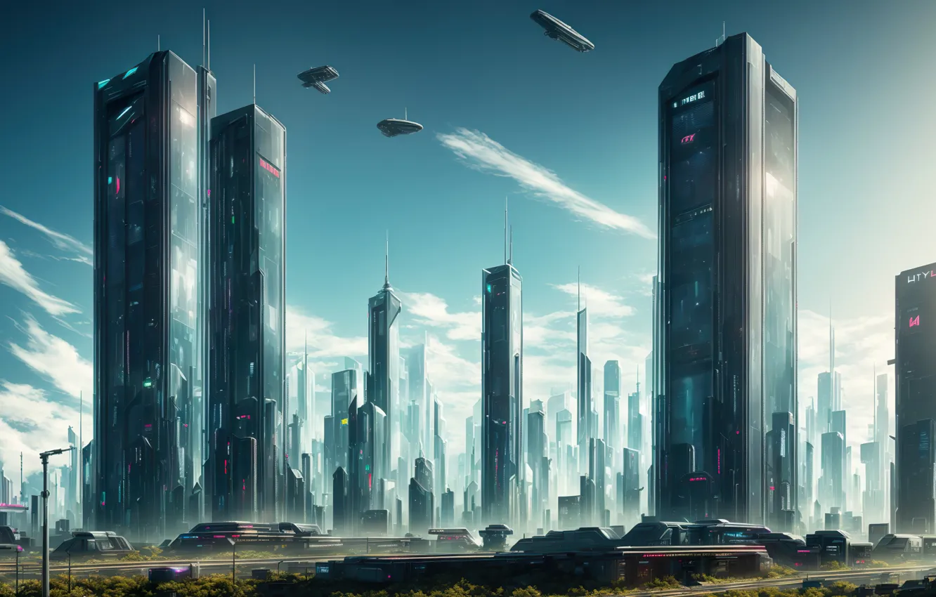 Wallpaper city, future, art, fantastic, cyberpunk, digital art ...