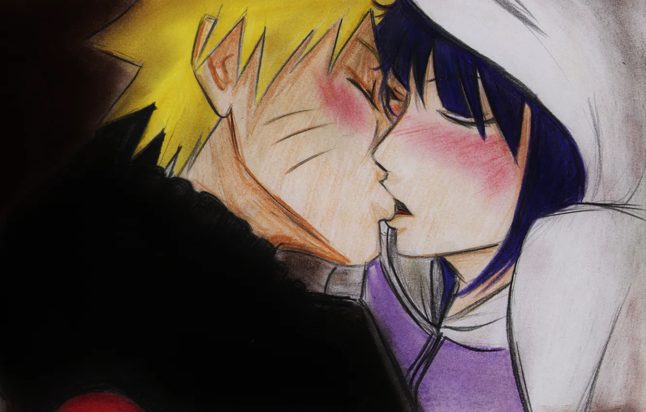 Photo wallpaper girl, kiss, anime, art, guy, Naruto, Naruto, Naruto Uzumaki