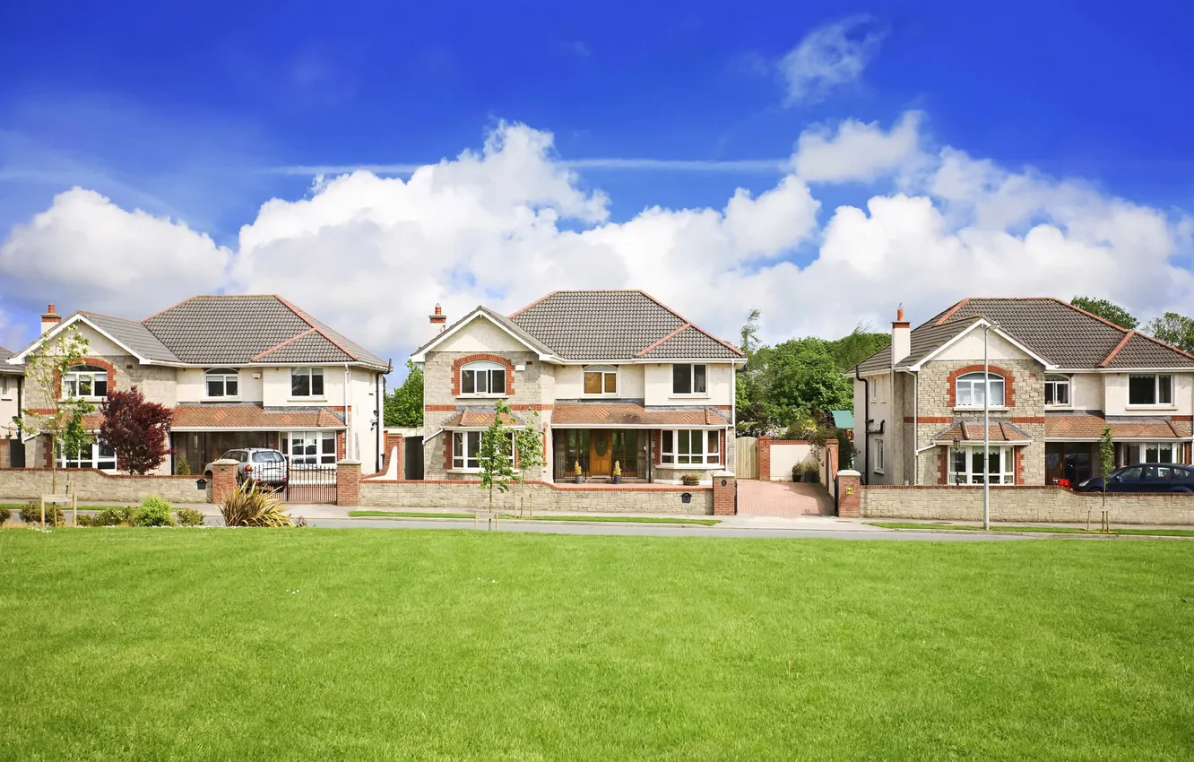 Photo wallpaper machine, the sky, grass, home, lawn