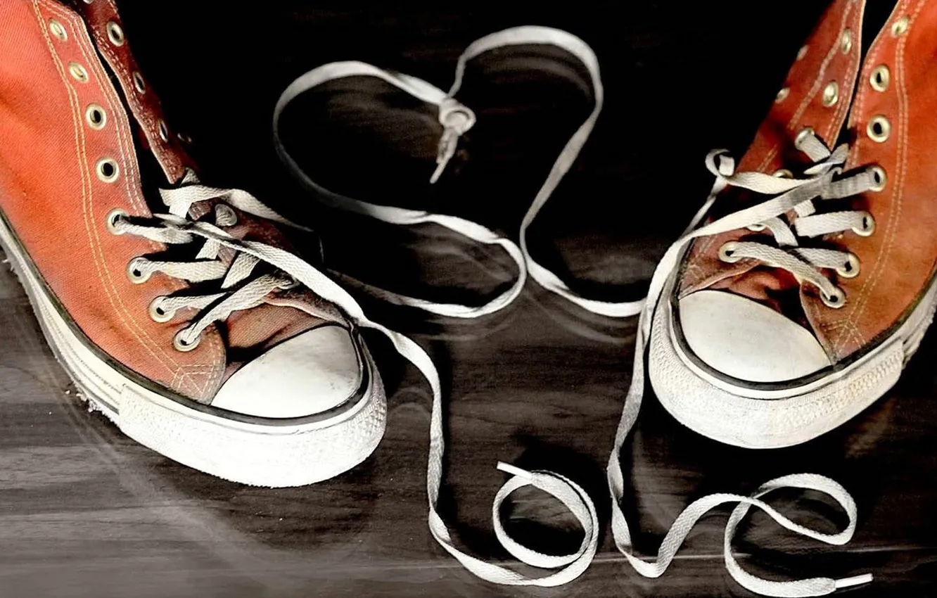 Photo wallpaper love, the inscription, sneakers