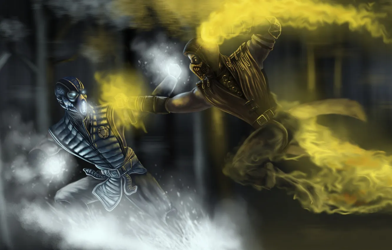 Photo wallpaper fight, Scorpion, sub zero, Mortal Kombat X