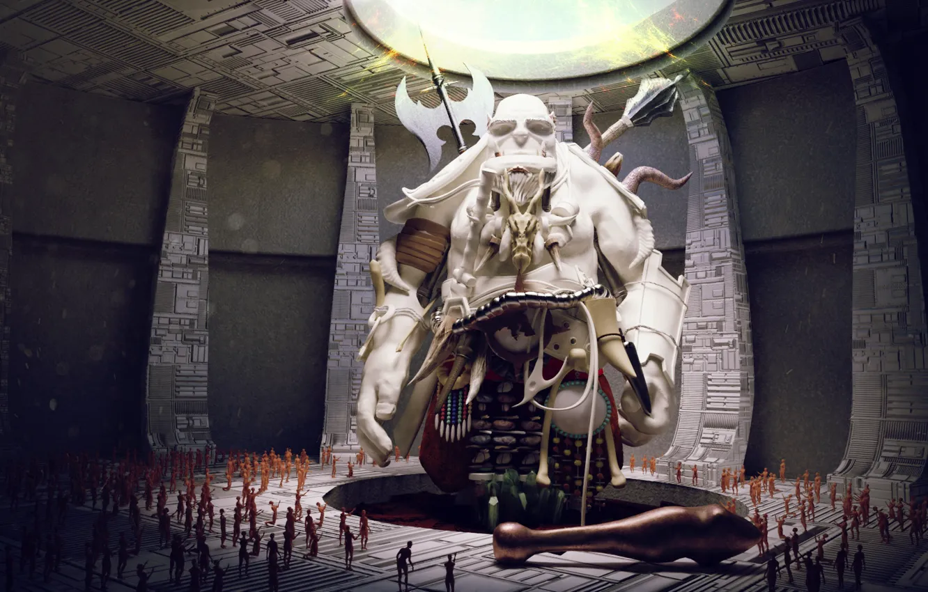 Photo wallpaper temple, the room, deity, Colossus, worship