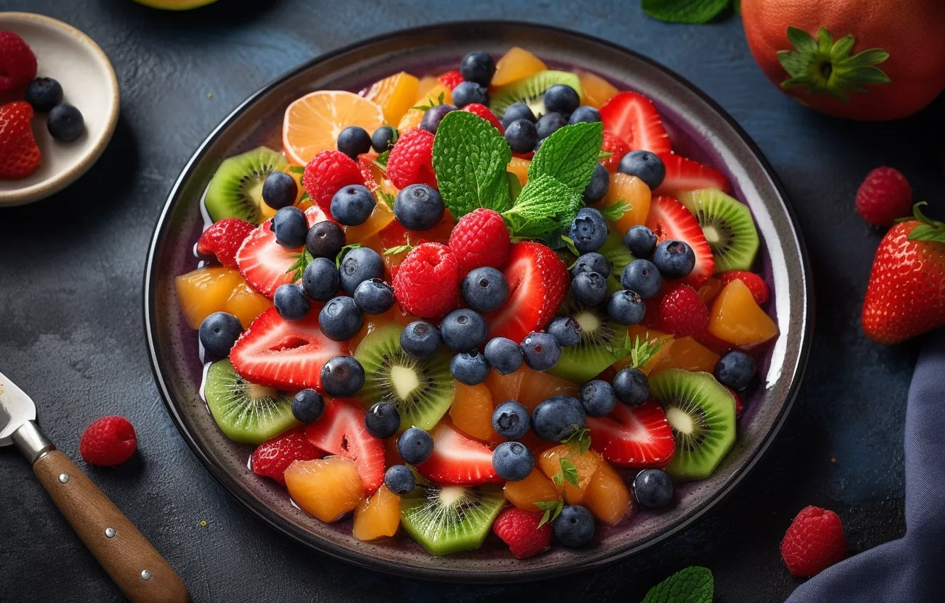 Photo wallpaper berries, food, fruit, different, a lot, juicy, delicious, cuts