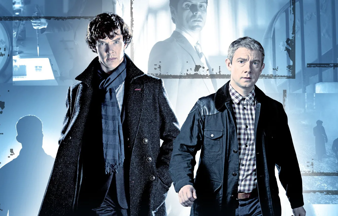 Photo wallpaper Martin Freeman, Benedict Cumberbatch, Sherlock, Jim Moriarty, Sherlock BBC, Sherlock Holmes, John Watson, Sherlock (TV …