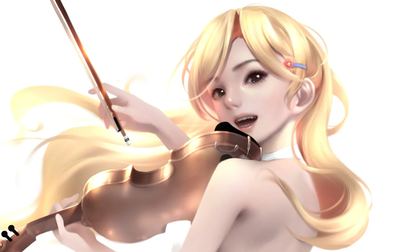 Photo wallpaper look, girl, violin, anime, art, Shigatsu wa Kimi no Uso, Your April lie