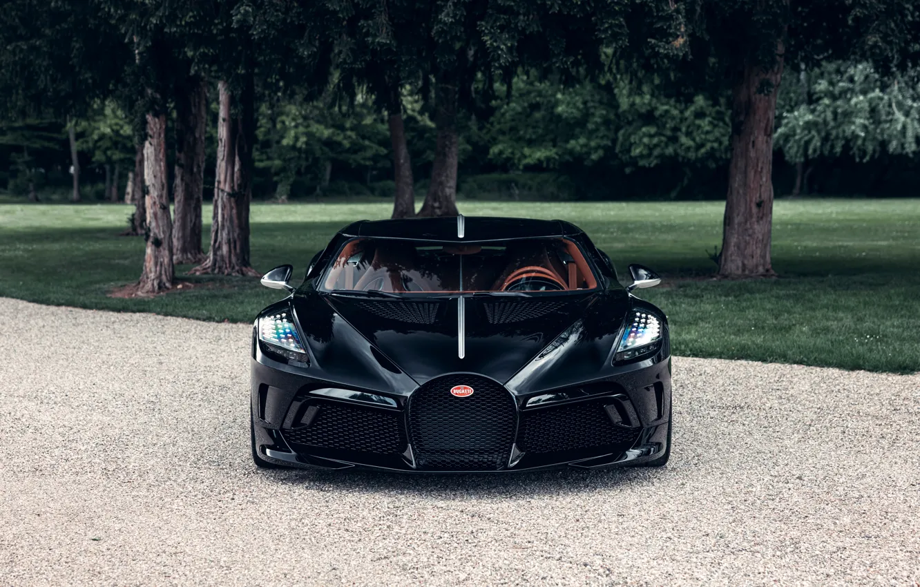 Photo wallpaper Bugatti, black, front, The Black Car, Bugatti The Black Car