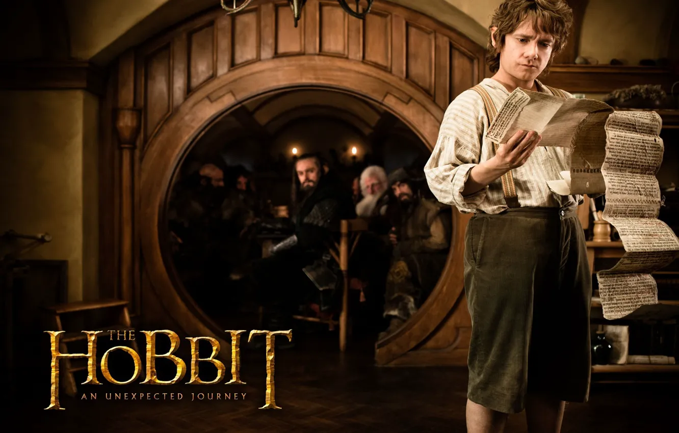 Photo wallpaper the door, actor, the hobbit, scroll, an unexpected journey, Bilbo Baggins, Martin Freeman, an unexpected …