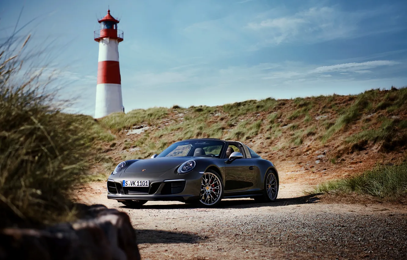 Photo wallpaper lighthouse, Porsche, 4x4, Biturbo, Targa, special model, 911 Targa 4 GTS, Exclusive Manufaktur Edition