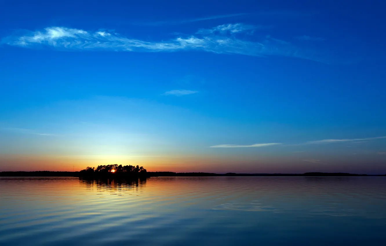 Photo wallpaper the sun, nature, river, morning