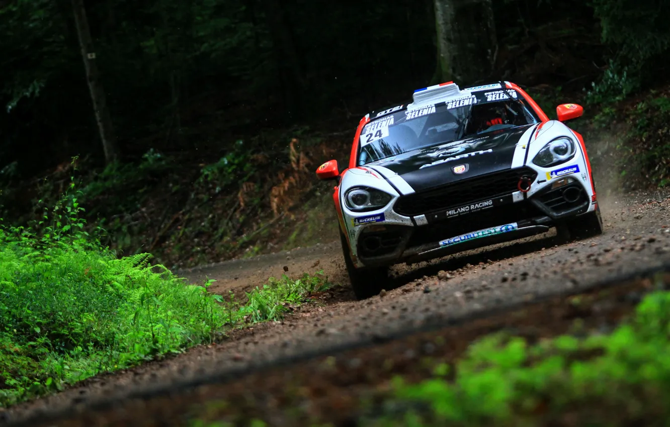 Photo wallpaper forest, movement, rally, 2018, Abarth, 124 Rally