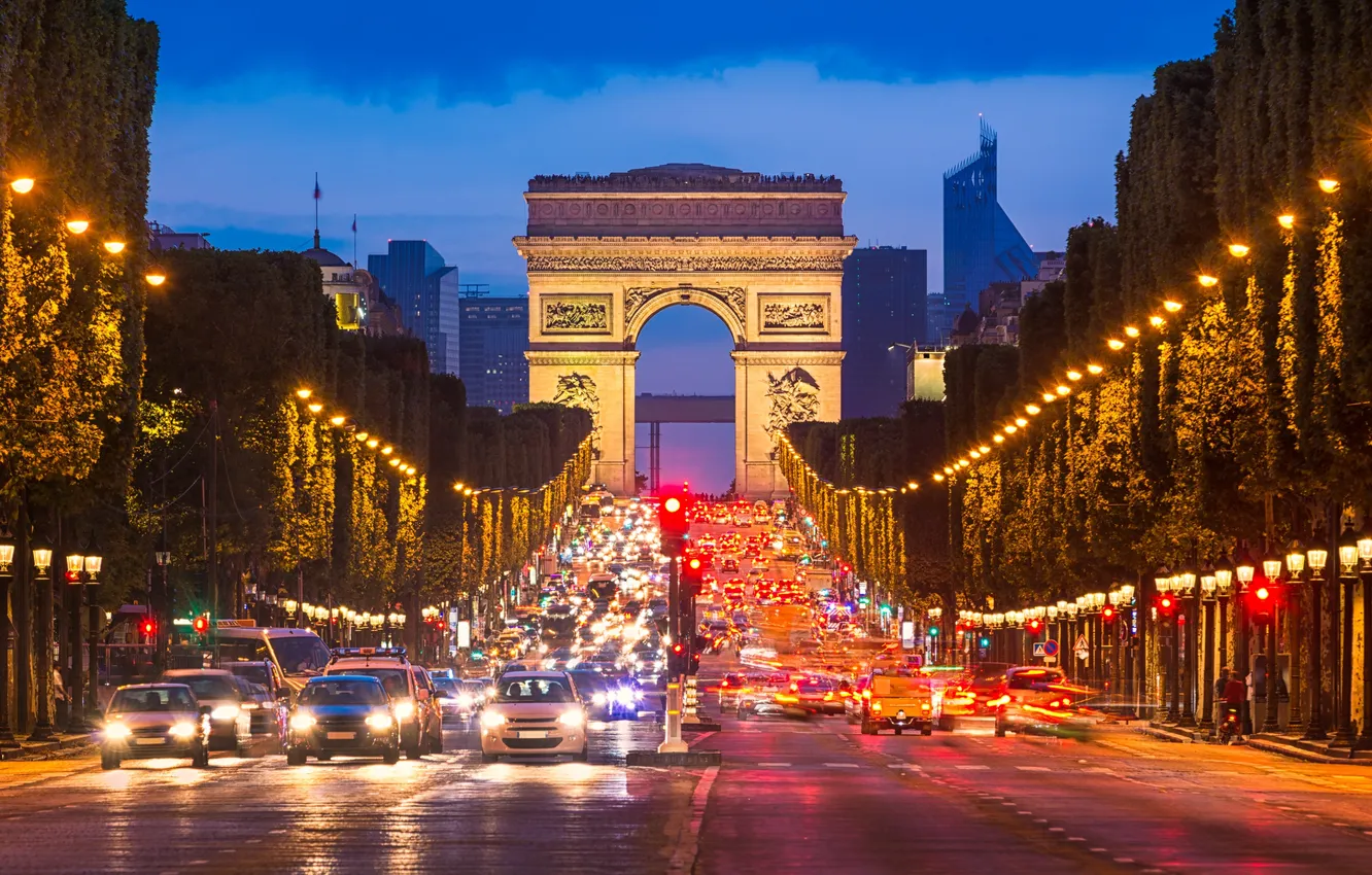 Photo wallpaper Christmas, avenue, Champs-Elysees, Champs Elysees, avenue of the champs-elysees