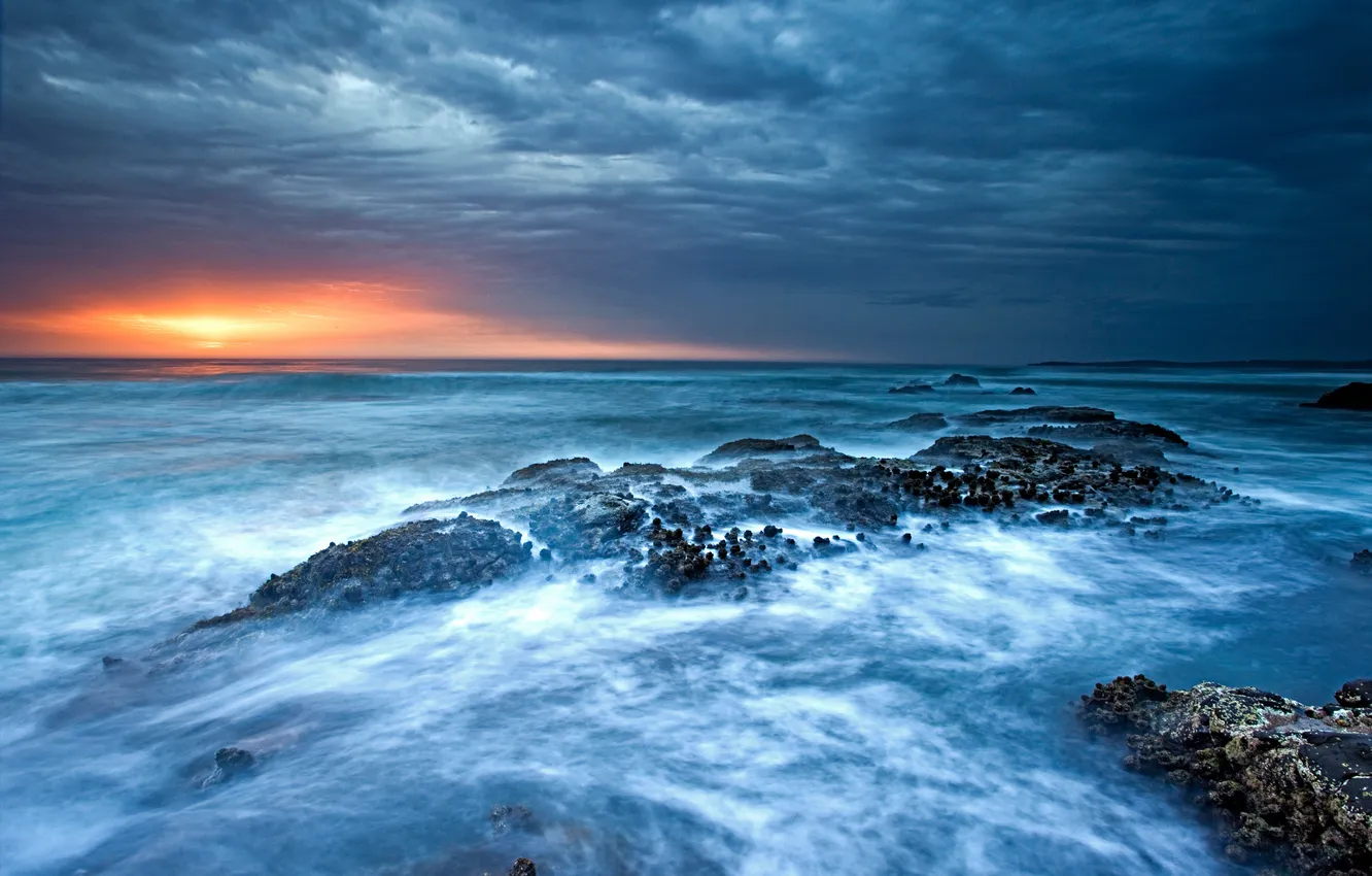 Photo wallpaper sea, the sky, sunset