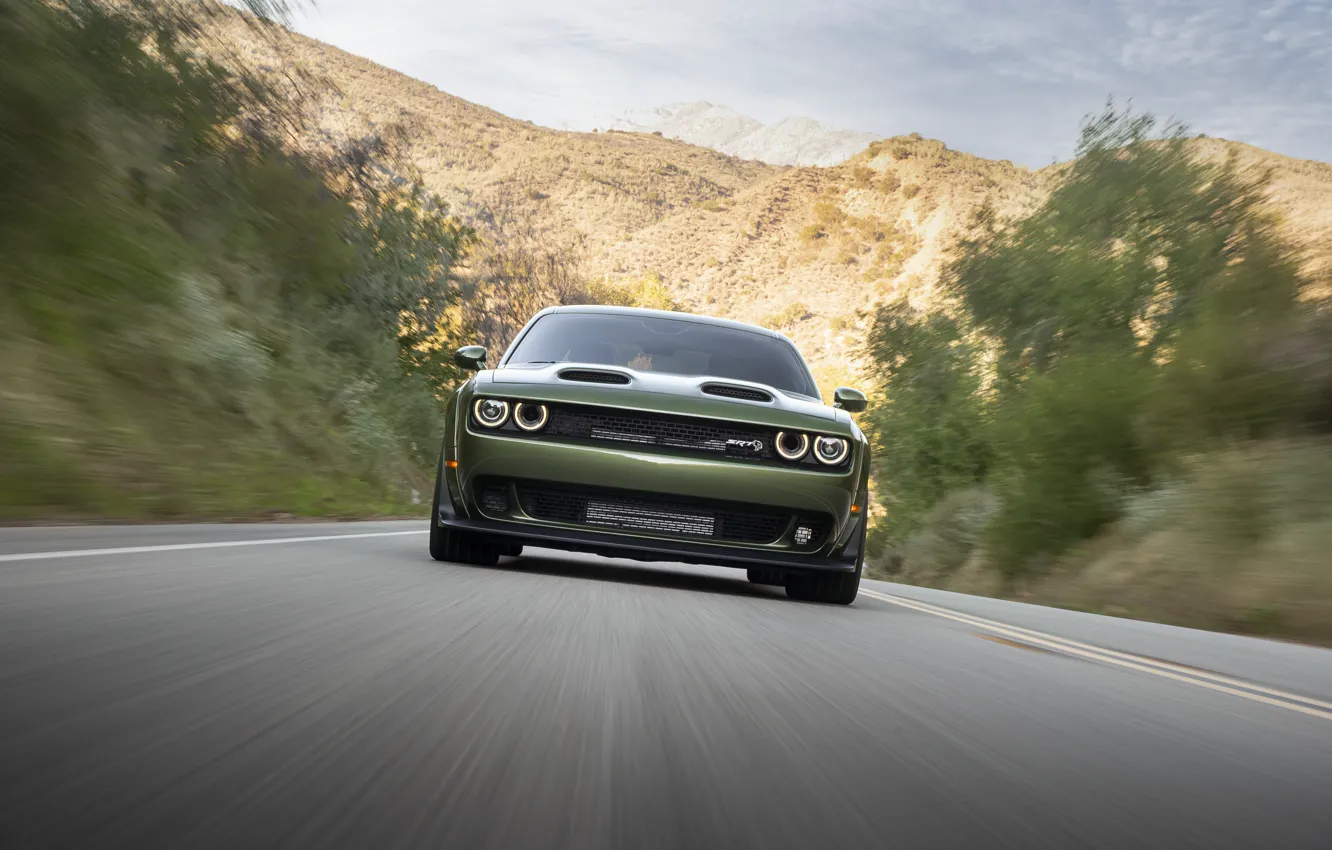 Photo wallpaper Dodge, Challenger, front view, oil CT, Dodge Challenger SRT Hellcat