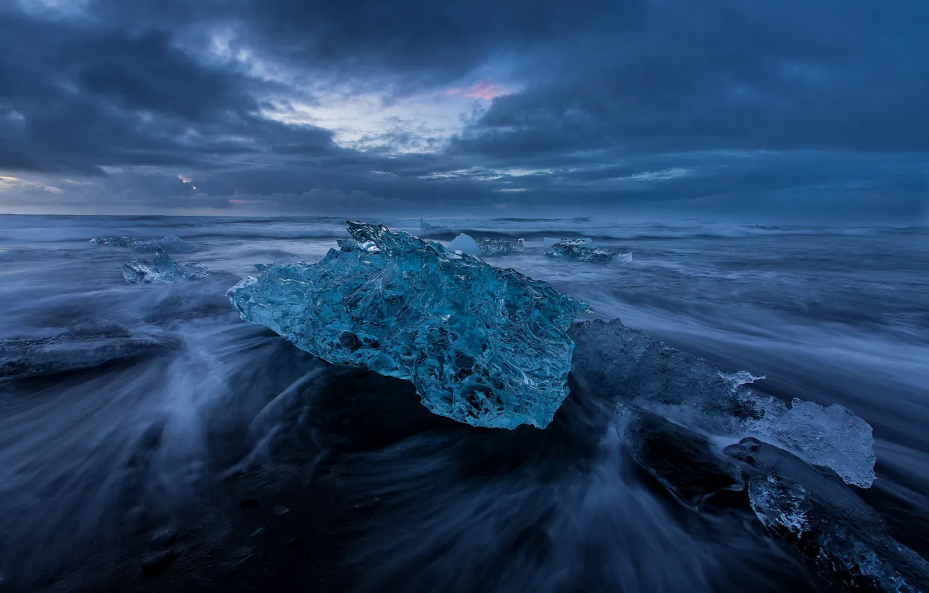 Photo wallpaper sea, shore, ice